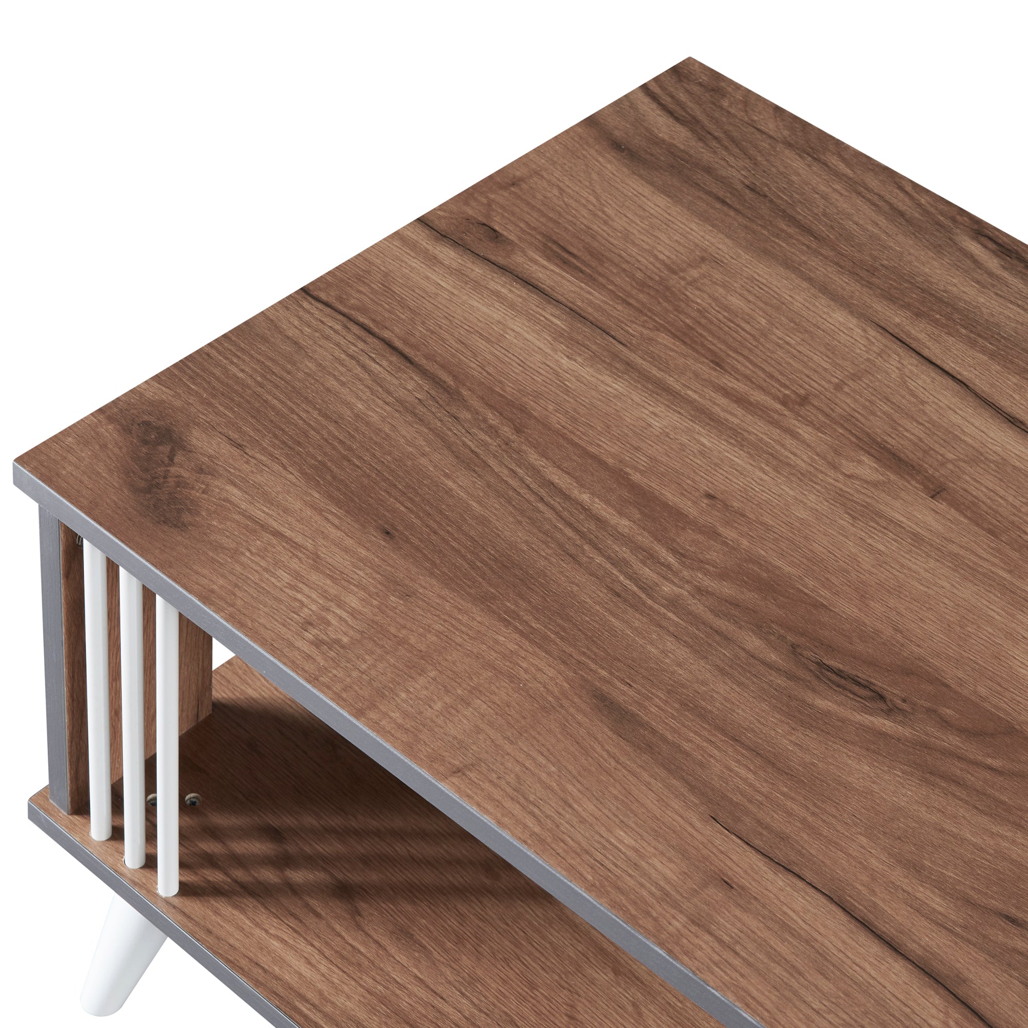 Tavolino Basso 'Århus' con 2 Piani Rettangolari - Effetto Rovere [en.casa]