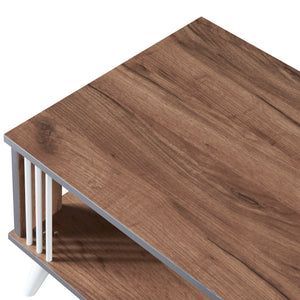 Tavolino Basso 'Århus' con 2 Piani Rettangolari - Effetto Rovere [en.casa]