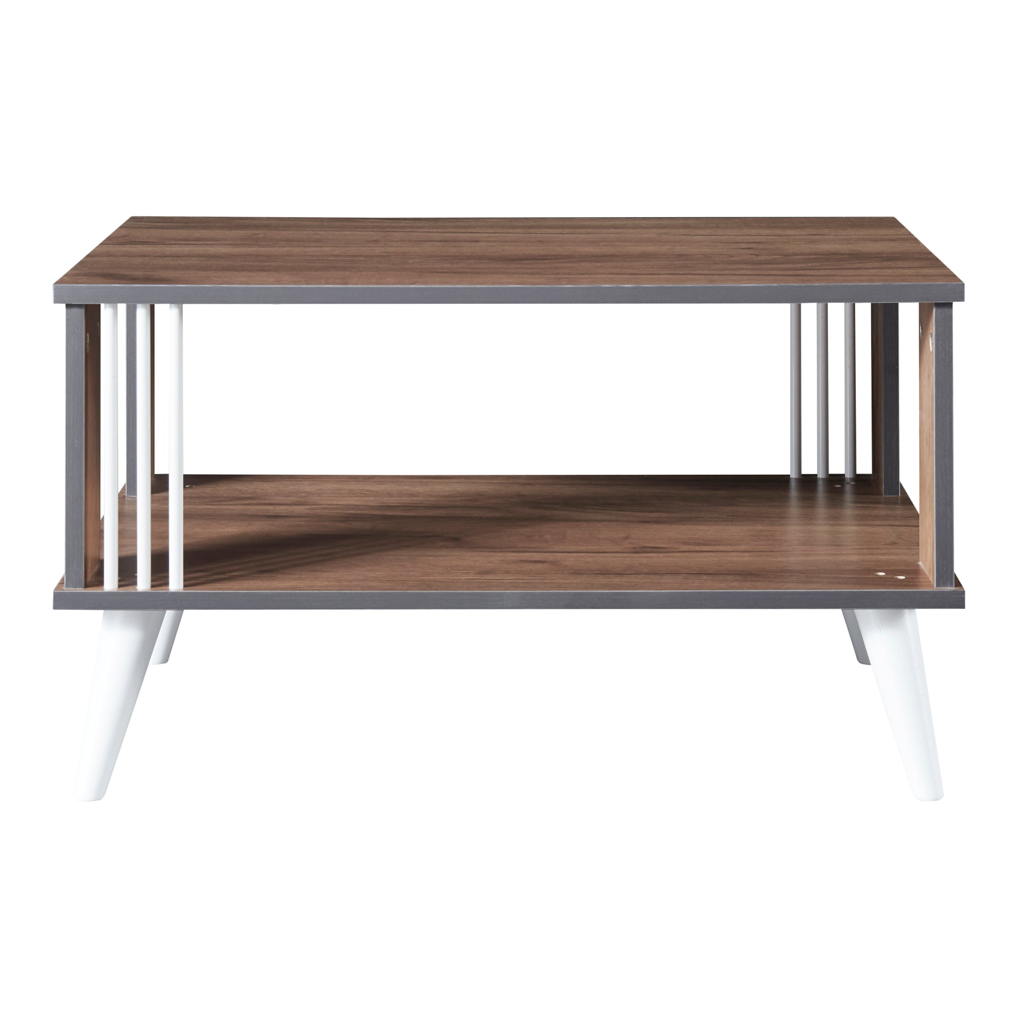 Tavolino Basso 'Århus' con 2 Piani Rettangolari - Effetto Rovere [en.casa]