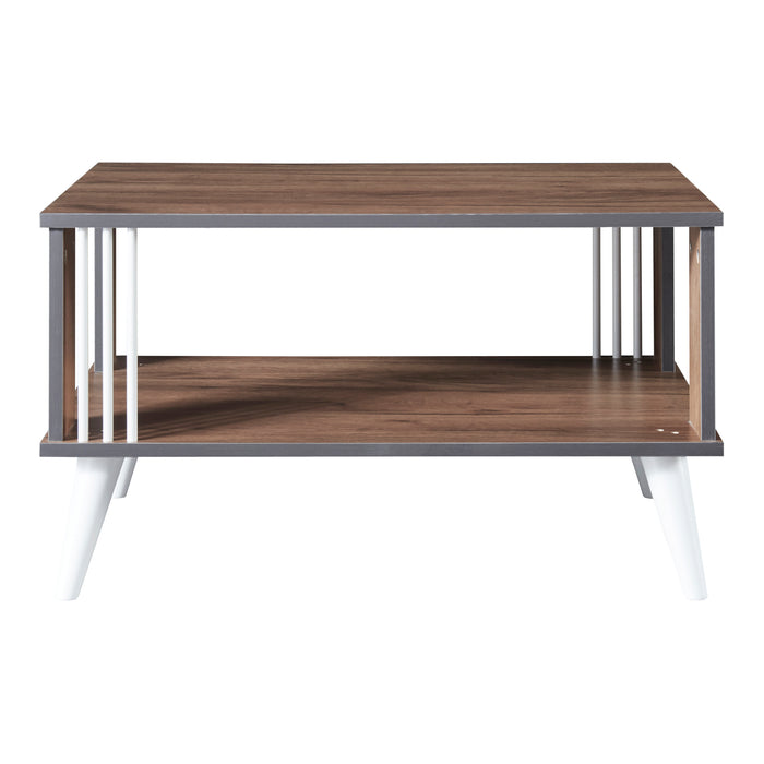 Tavolino Basso 'Århus' con 2 Piani Rettangolari - Effetto Rovere [en.casa]