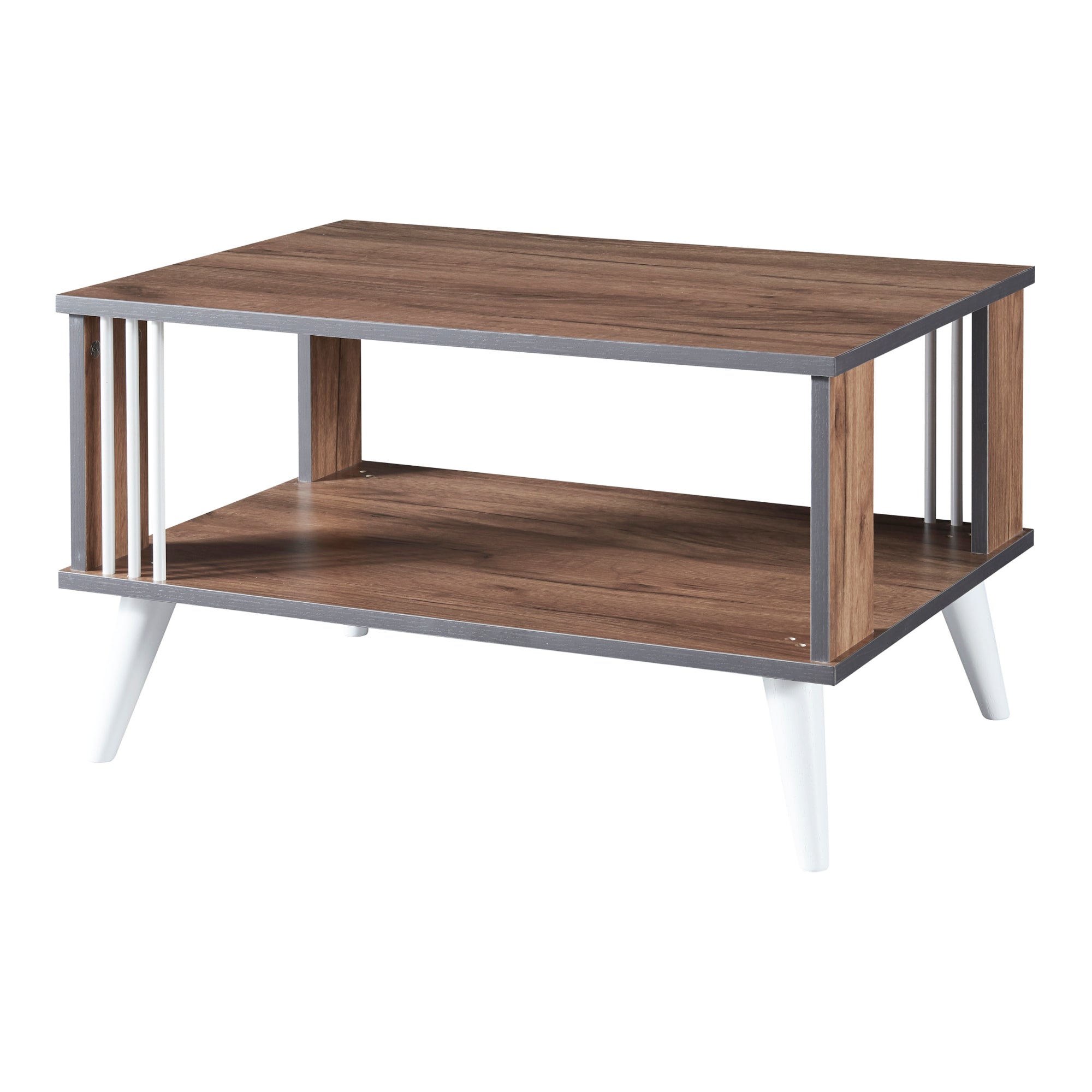 Tavolino Basso 'Århus' con 2 Piani Rettangolari - Effetto Rovere [en.casa]