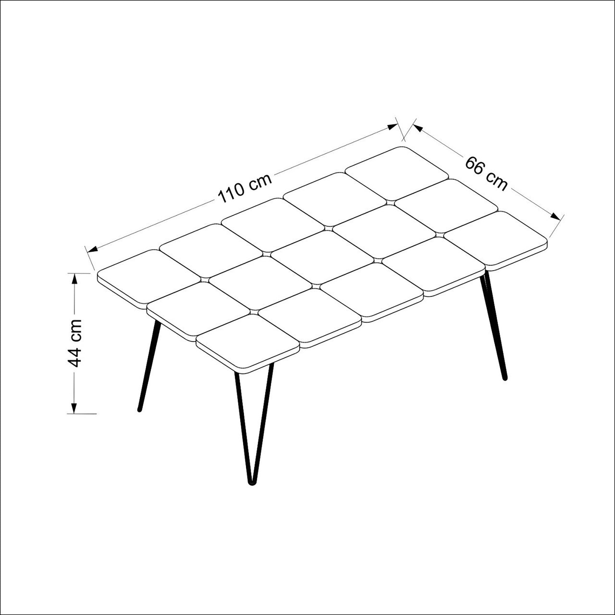 Tavolino Basso 'Give' con Gambe a Forcina e Piano Composto di Quadretti - Multicolore [en.casa]