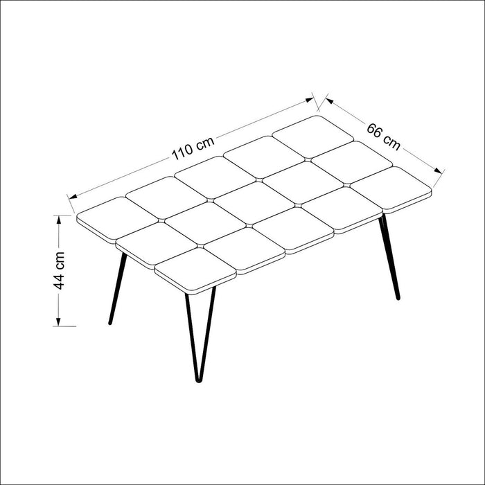 Tavolino Basso 'Give' con Gambe a Forcina e Piano Composto di Quadretti - Multicolore [en.casa]