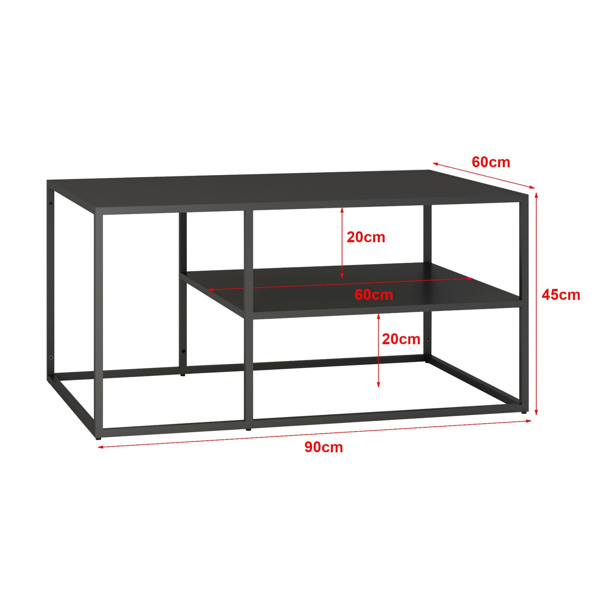 Tavolino da salotto rettangolare Solund 45 x 90 x 60 cm nero 03_0008514