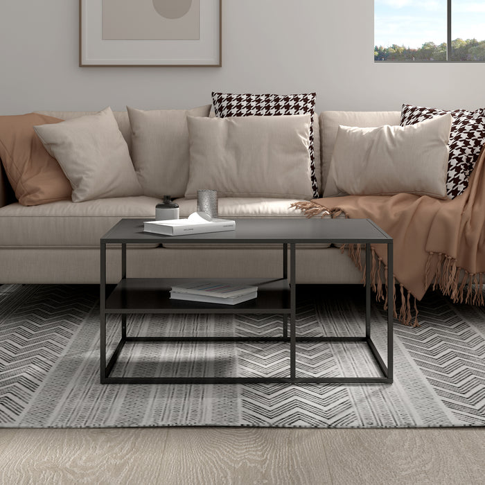 Tavolino da Salotto 'Solund' Metallo - Nero [en.casa]