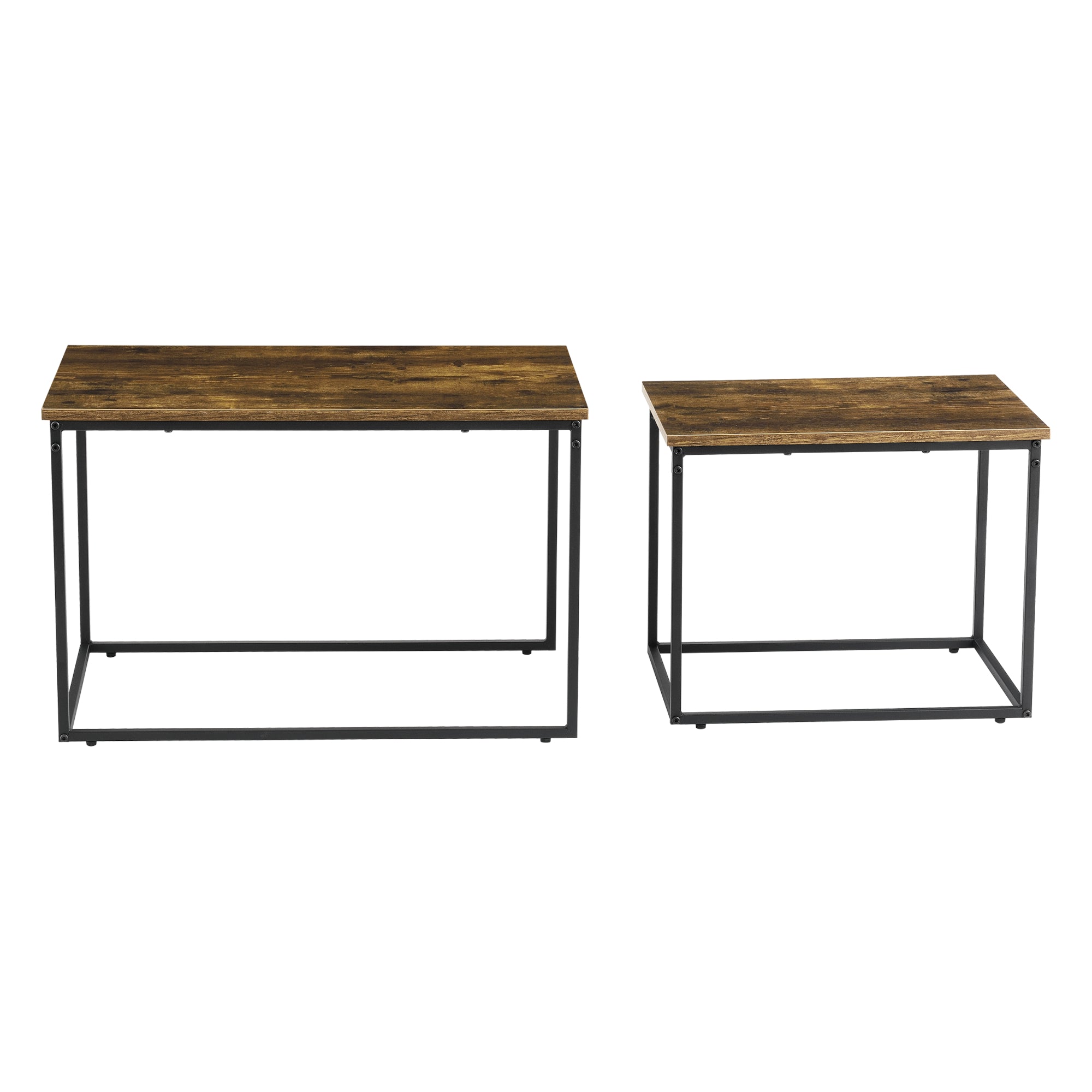 Set di 2 Tavolini Sovrapponibili Härnösand di Forma Rettangolare - Color Legno Scuro [en.casa]