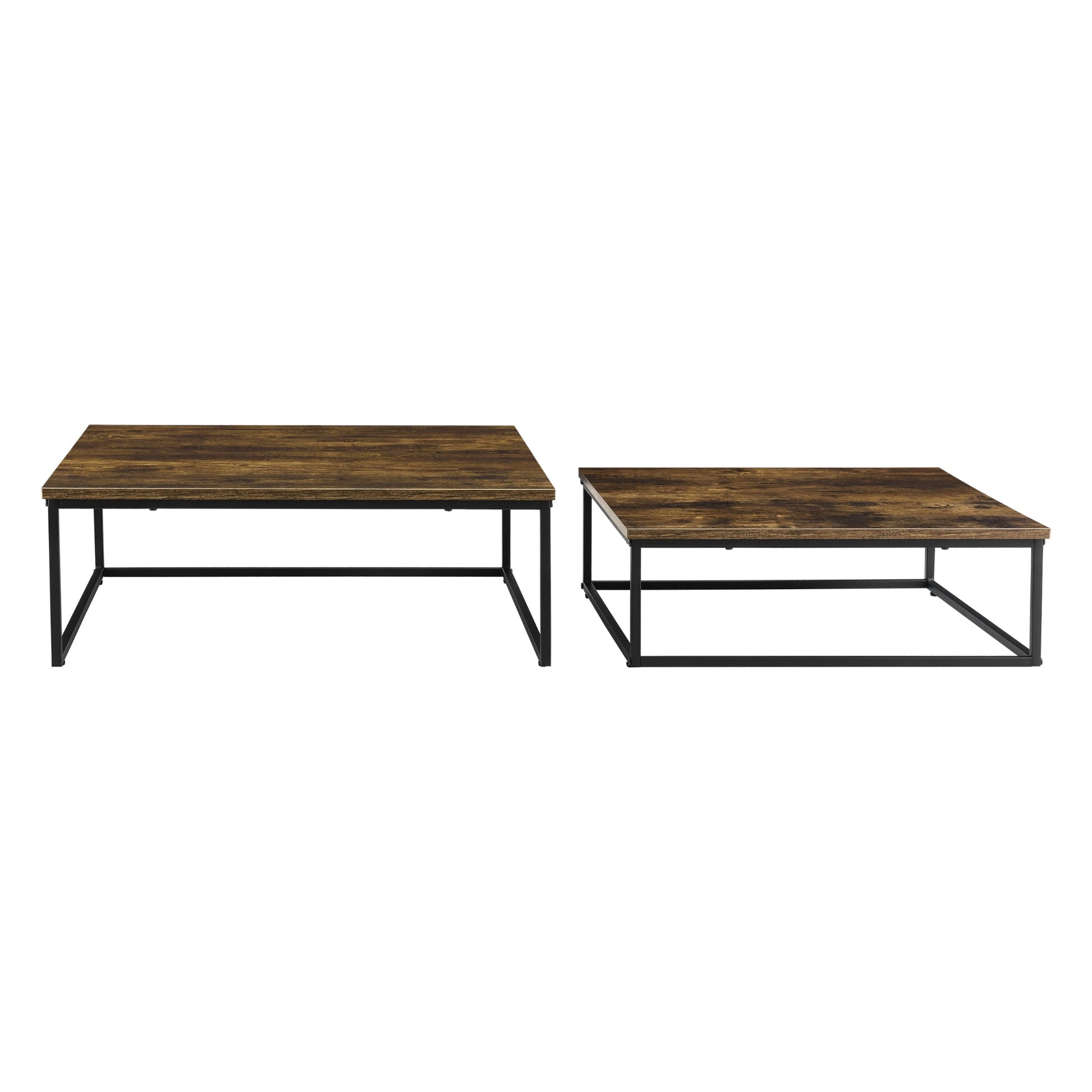 Set di 2 tavolini bassi impilabili Haninge quadrati con effetto legno scuro 03_0008529