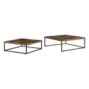 Set di 2 tavolini bassi impilabili Haninge quadrati con effetto legno scuro 03_0008529