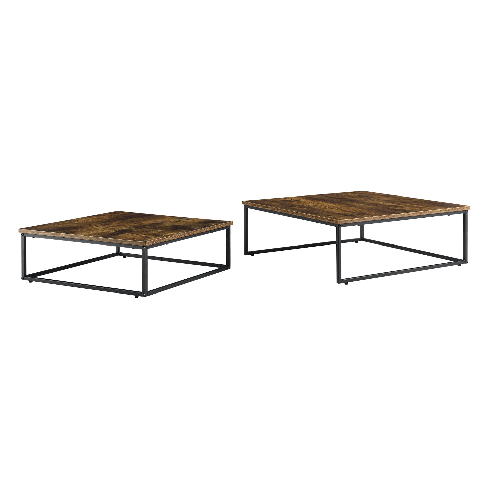 Set di 2 tavolini bassi impilabili Haninge quadrati con effetto legno scuro 03_0008529