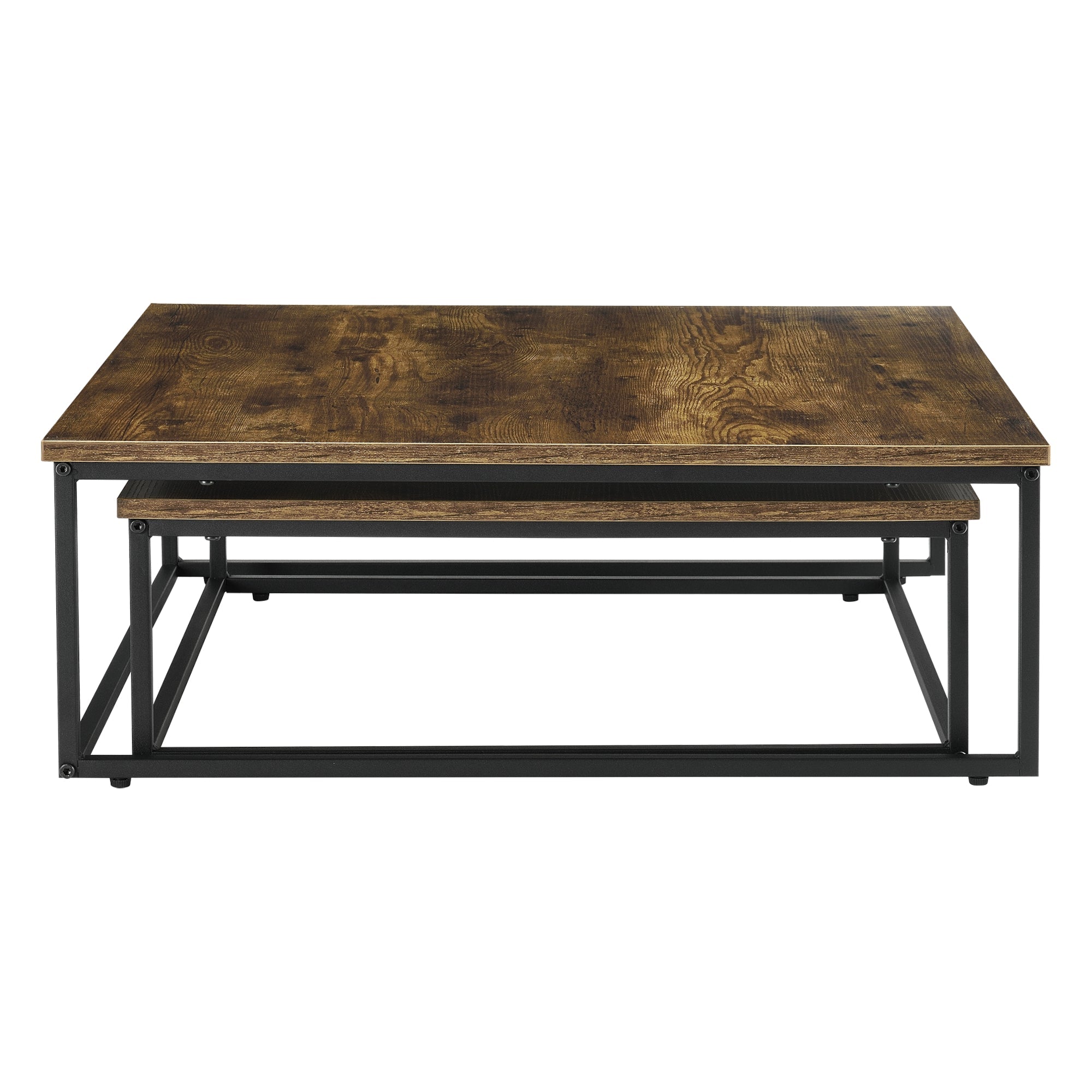 Set di 2 tavolini bassi impilabili Haninge quadrati con effetto legno scuro 03_0008529