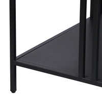 Tavolino Basso Kumlinge in Metallo con Ripiano 40 x 80 x 80 cm Nero [en.casa]