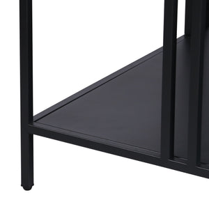 Tavolino Basso Kumlinge in Metallo con Ripiano 40 x 80 x 80 cm Nero [en.casa]
