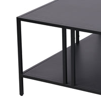 Tavolino Basso Kumlinge in Metallo con Ripiano 40 x 80 x 80 cm Nero [en.casa]