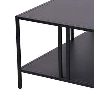 Tavolino Basso Kumlinge in Metallo con Ripiano 40 x 80 x 80 cm Nero [en.casa]