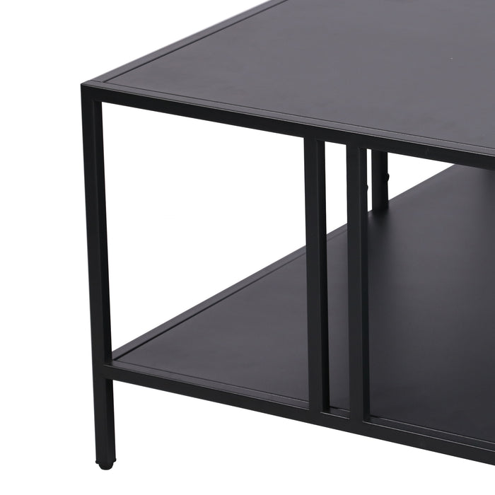 Tavolino Basso Kumlinge in Metallo con Ripiano 40 x 80 x 80 cm Nero [en.casa]