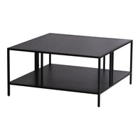 Tavolino Basso Kumlinge in Metallo con Ripiano 40 x 80 x 80 cm Nero [en.casa]