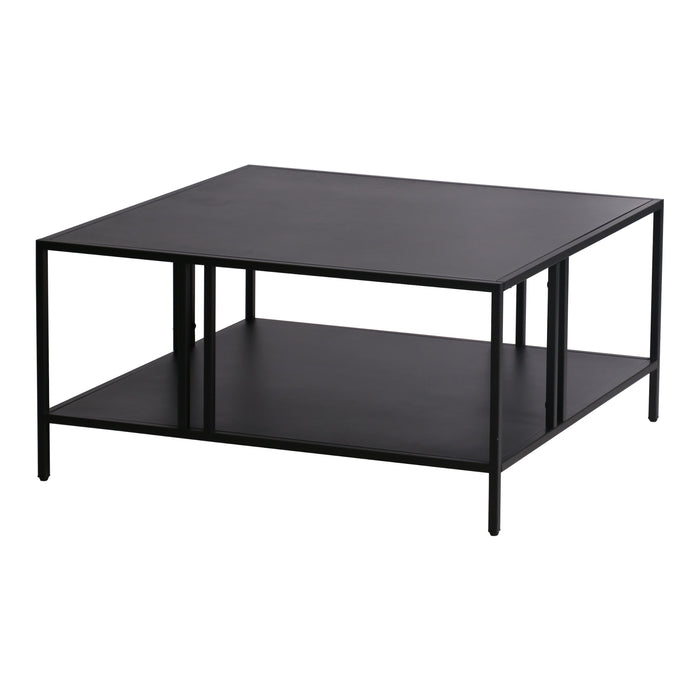 Tavolino Basso Kumlinge in Metallo con Ripiano 40 x 80 x 80 cm Nero [en.casa]