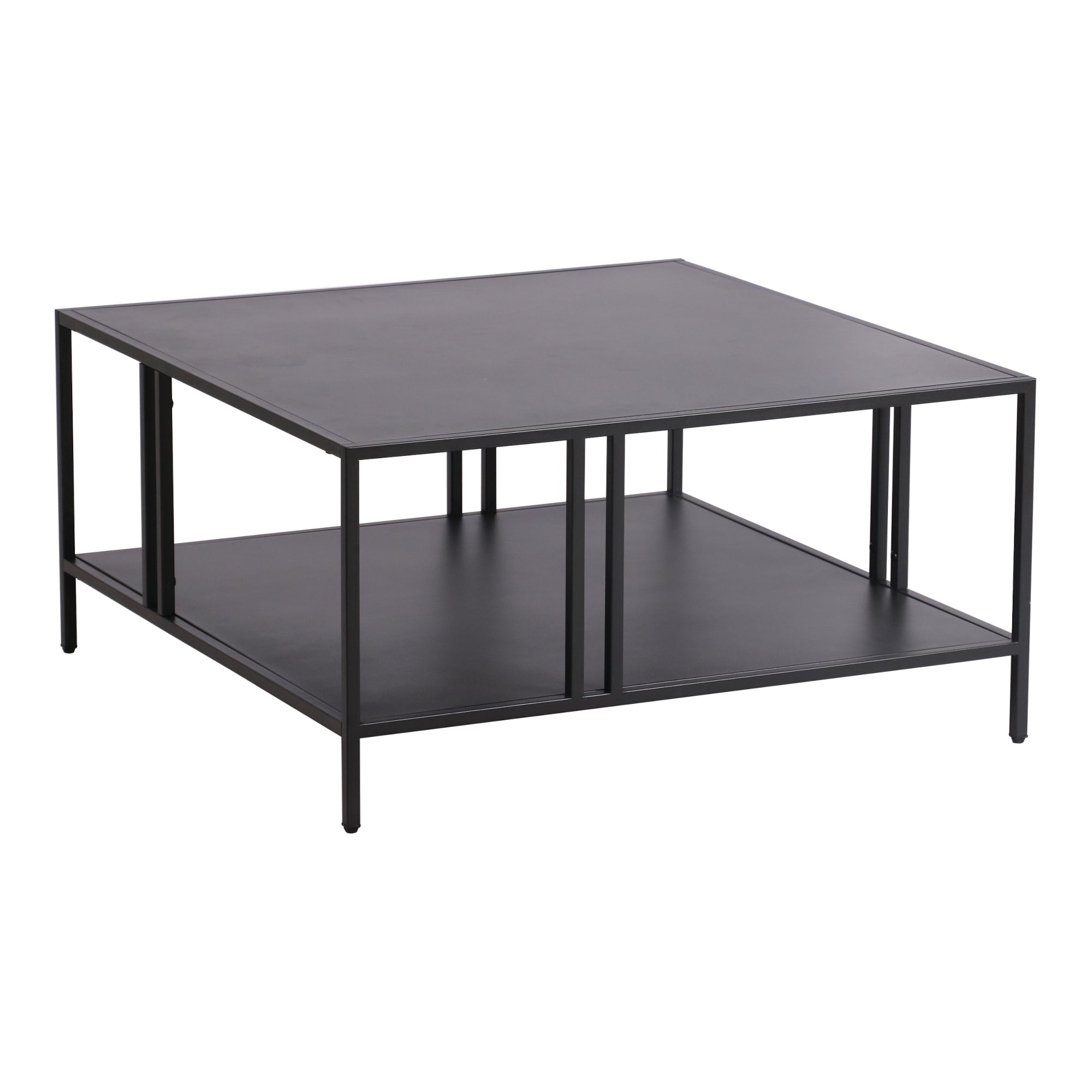 Tavolino Basso Kumlinge in Metallo con Ripiano 40 x 80 x 80 cm Nero [en.casa]