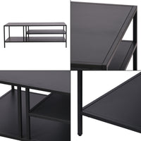 Tavolino Basso Kumlinge in Metallo con Ripiani 40 x 110 x 55 cm Nero [en.casa]