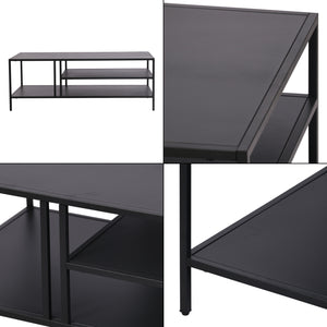 Tavolino Basso Kumlinge in Metallo con Ripiani 40 x 110 x 55 cm Nero [en.casa]