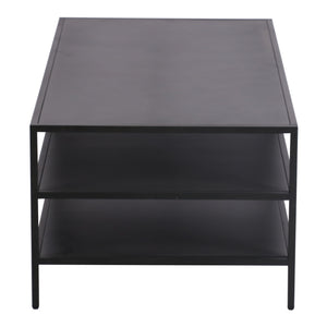 Tavolino Basso Kumlinge in Metallo con Ripiani 40 x 110 x 55 cm Nero [en.casa]
