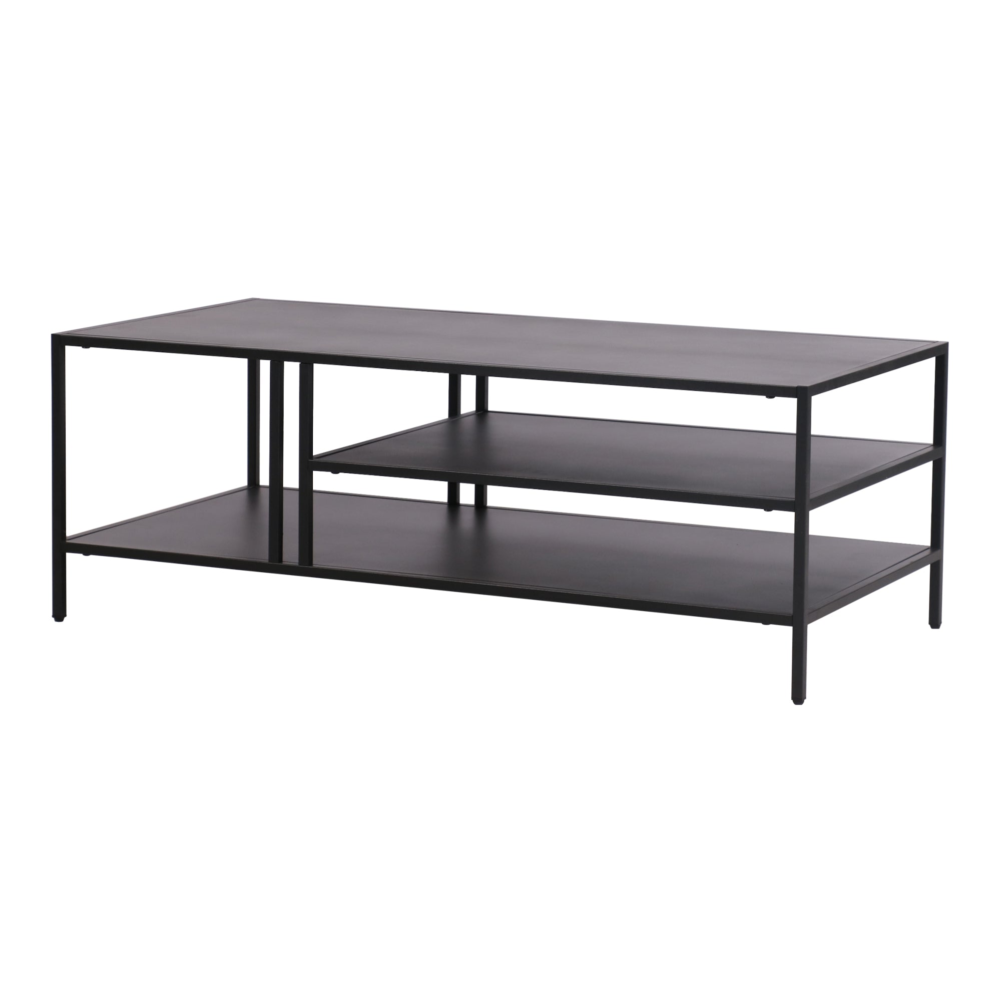 Tavolino Basso Kumlinge in Metallo con Ripiani 40 x 110 x 55 cm Nero [en.casa]