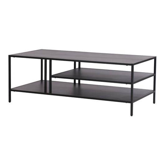 Tavolino Basso Kumlinge in Metallo con Ripiani 40 x 110 x 55 cm Nero [en.casa]