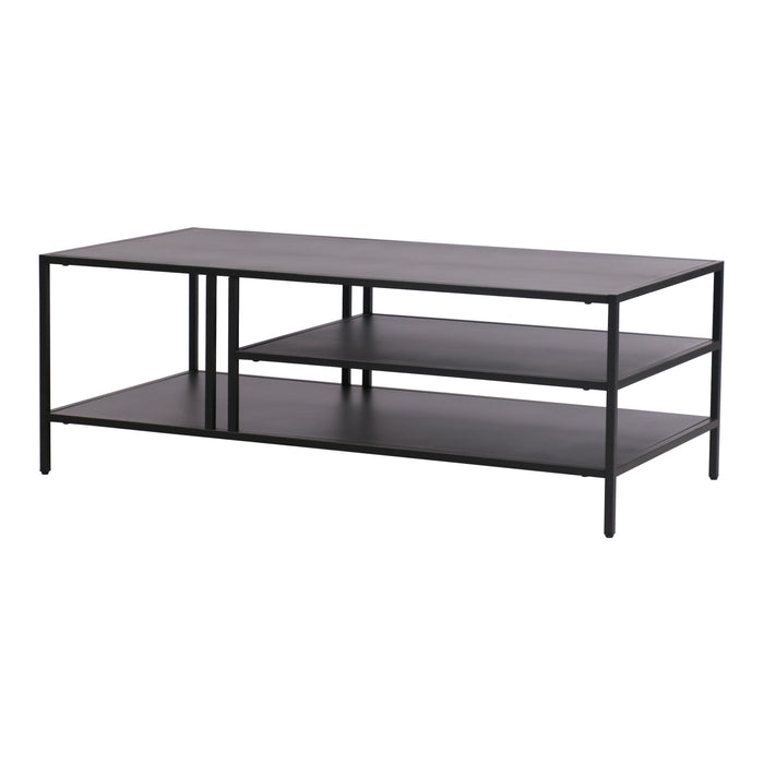 Tavolino Basso Kumlinge in Metallo con Ripiani 40 x 110 x 55 cm Nero [en.casa]