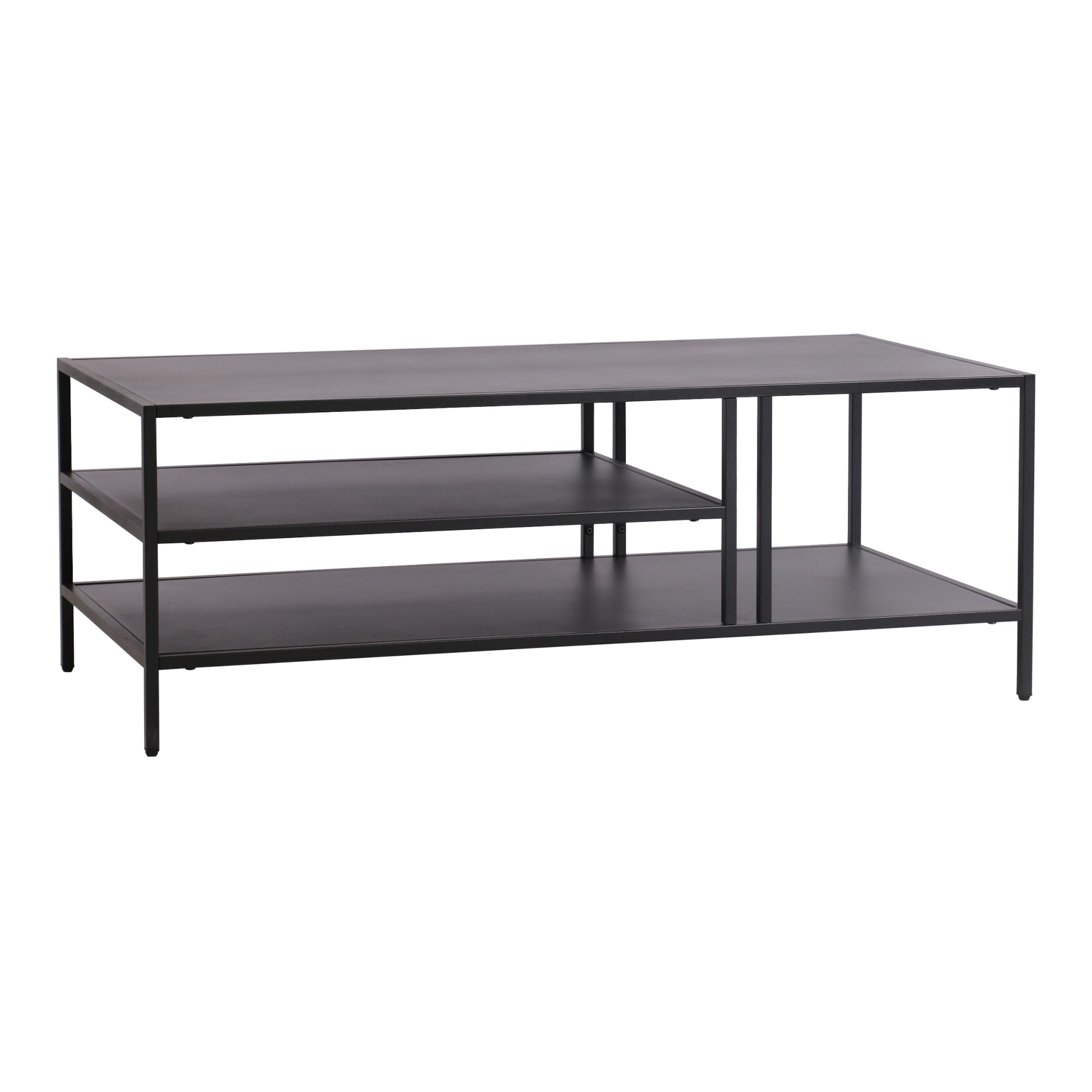 Tavolino Basso Kumlinge in Metallo con Ripiani 40 x 110 x 55 cm Nero [en.casa]