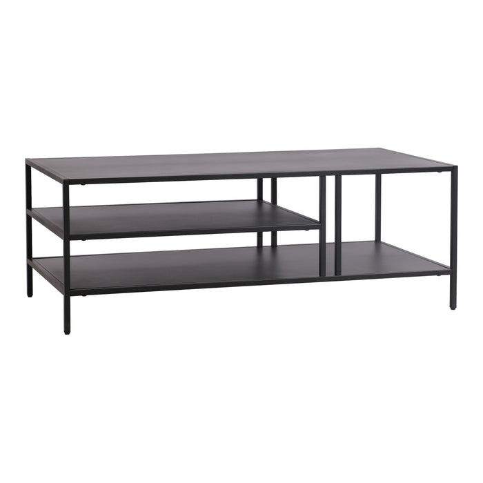 Tavolino Basso Kumlinge in Metallo con Ripiani 40 x 110 x 55 cm Nero [en.casa]