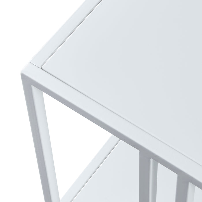 Tavolino Basso Kumlinge in Metallo con Ripiano 47 x 110 x 55 cm Bianco [en.casa]