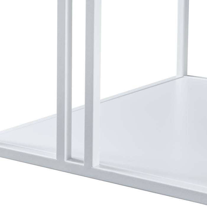 Tavolino Basso Kumlinge in Metallo con Ripiano 47 x 110 x 55 cm Bianco [en.casa]