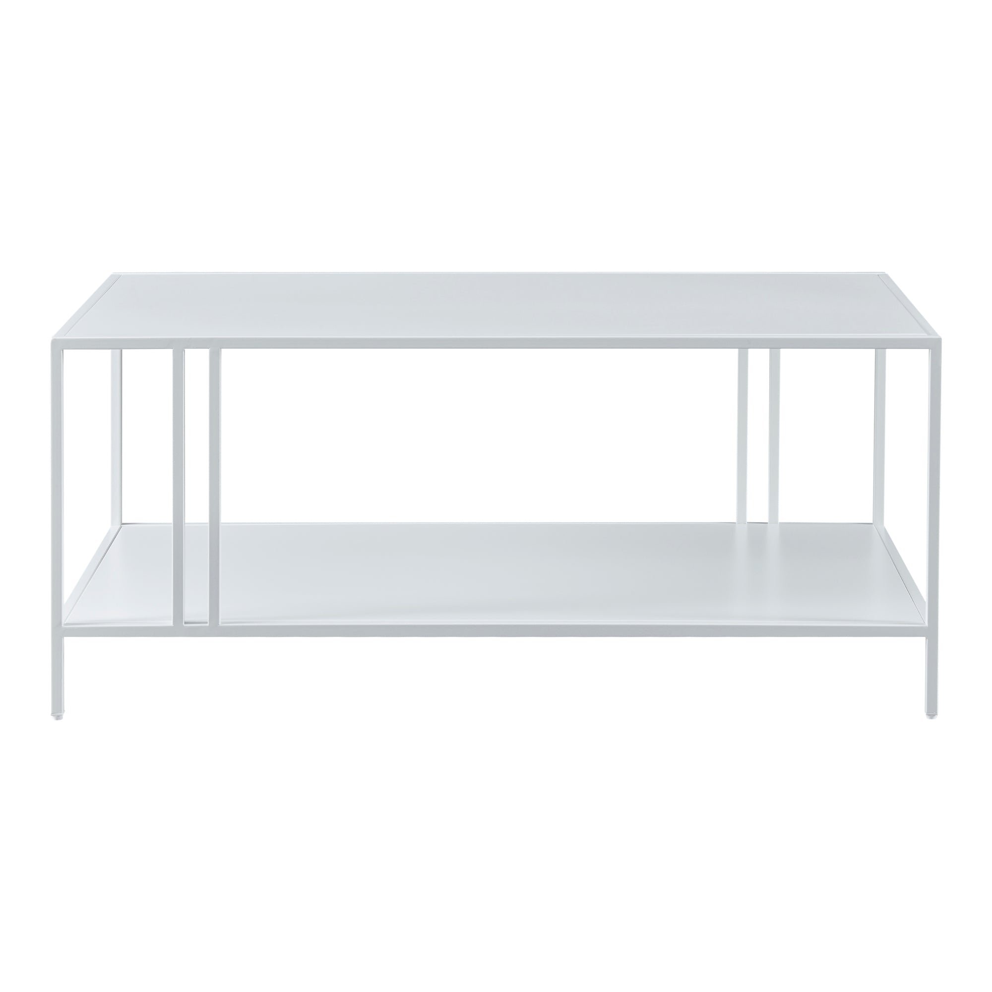 Tavolino Basso Kumlinge in Metallo con Ripiano 47 x 110 x 55 cm Bianco [en.casa]