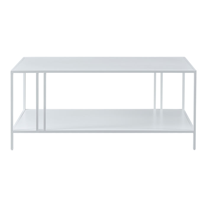 Tavolino Basso Kumlinge in Metallo con Ripiano 47 x 110 x 55 cm Bianco [en.casa]