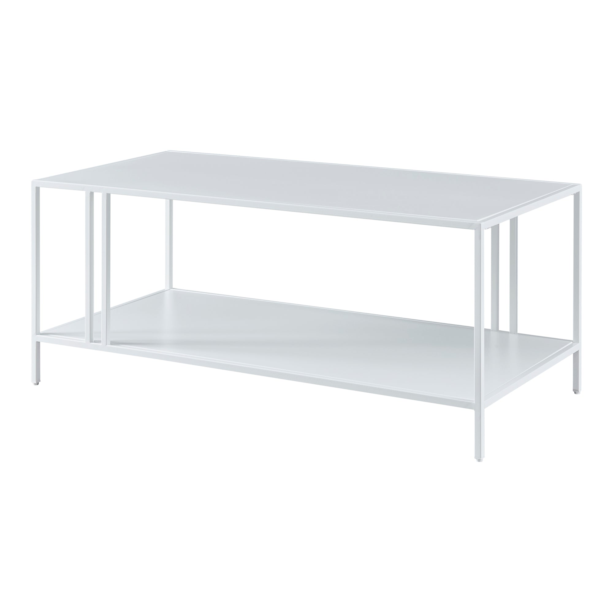 Tavolino Basso Kumlinge in Metallo con Ripiano 47 x 110 x 55 cm Bianco [en.casa]