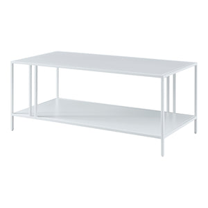 Tavolino Basso Kumlinge in Metallo con Ripiano 47 x 110 x 55 cm Bianco [en.casa]