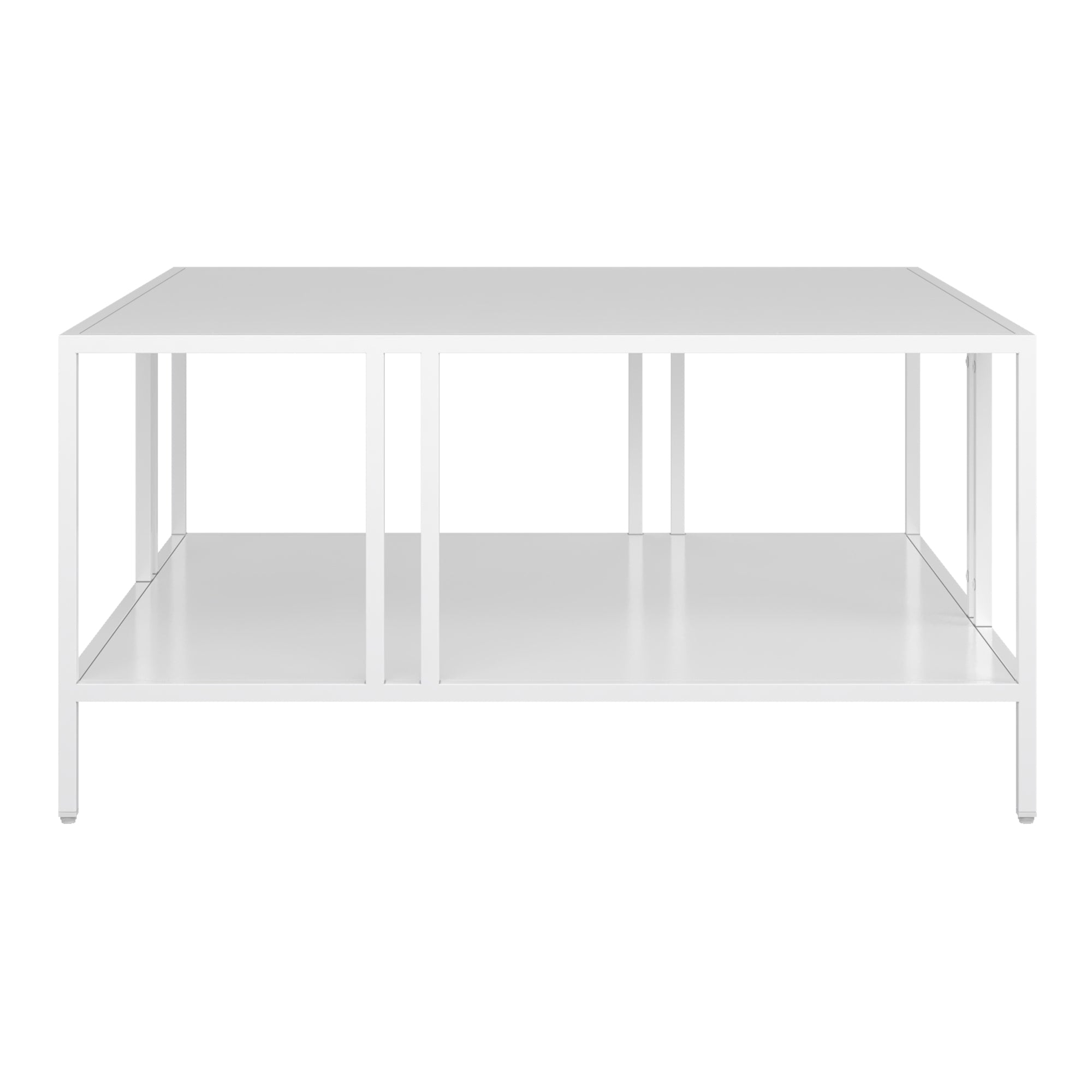 Tavolino Basso Kumlinge in Metallo con Ripiano 40 x 80 x 80 cm Bianco [en.casa]