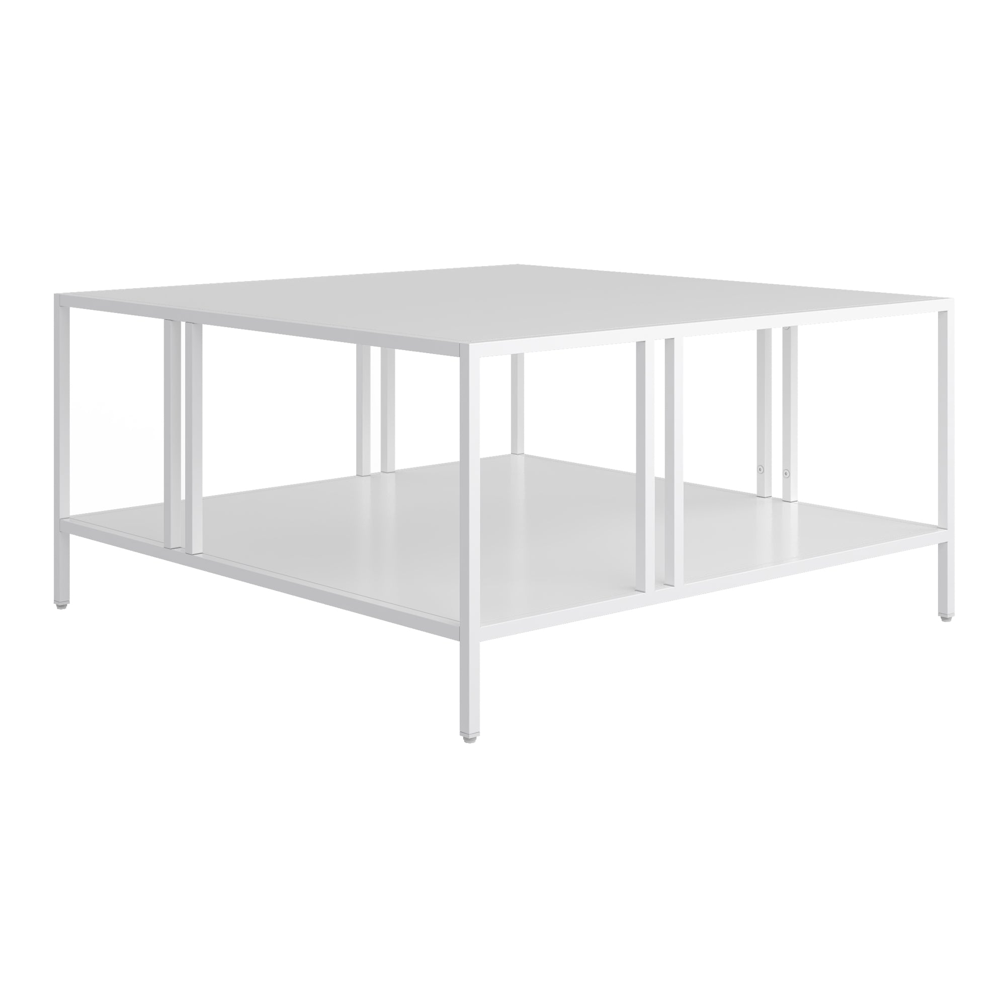 Tavolino Basso Kumlinge in Metallo con Ripiano 40 x 80 x 80 cm Bianco [en.casa]