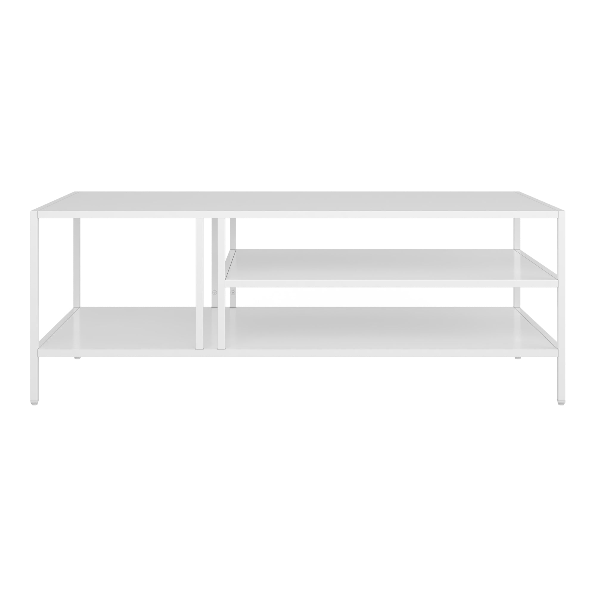 Tavolino Basso Kumlinge in Metallo con Ripiani 40 x 110 x 55 cm Bianco [en.casa]