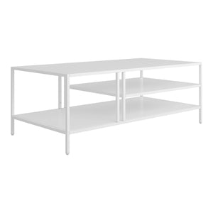 Tavolino Basso Kumlinge in Metallo con Ripiani 40 x 110 x 55 cm Bianco [en.casa]
