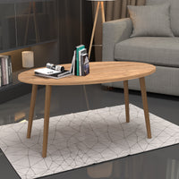 Tavolino Basso da caffè 'Sindal' (AxLxP) 41 x 90 x 50 cm Tavolino da Salotto con Gambe in Legno e Piano Ovale - color