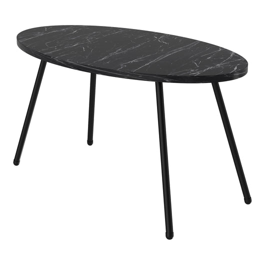 Tavolino Basso da caffè 'Skærbæk' (AxLxP) 43 x 90 x 50 cm Tavolino da Salotto con Piano Ovale Marmo Nero [en.casa]