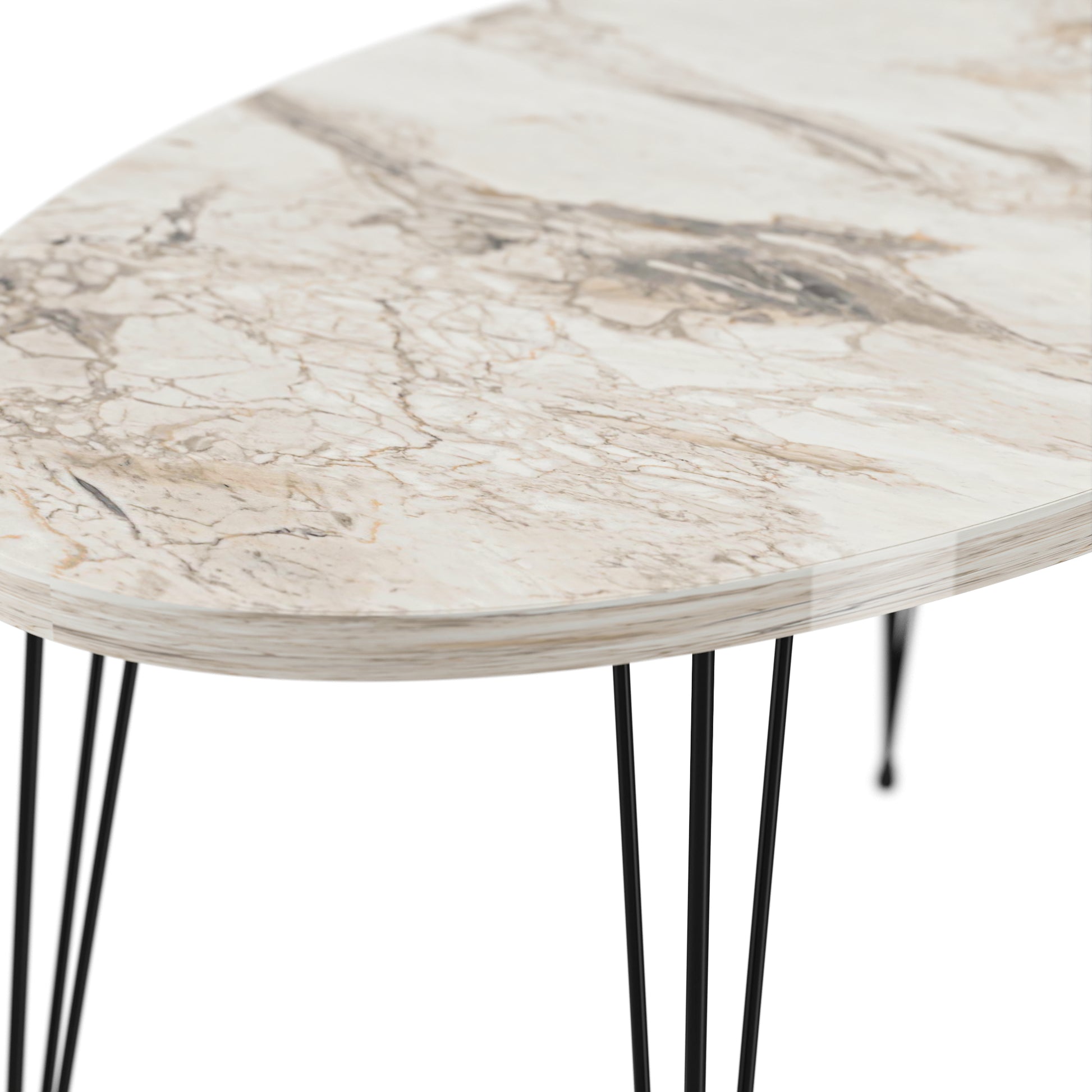 Tavolino Basso da caffè 'Skævinge' (AxLxP) 43 x 90 x 50 cm Tavolino da Salotto con 4 Gambe a Forcina e Piano Ovale -