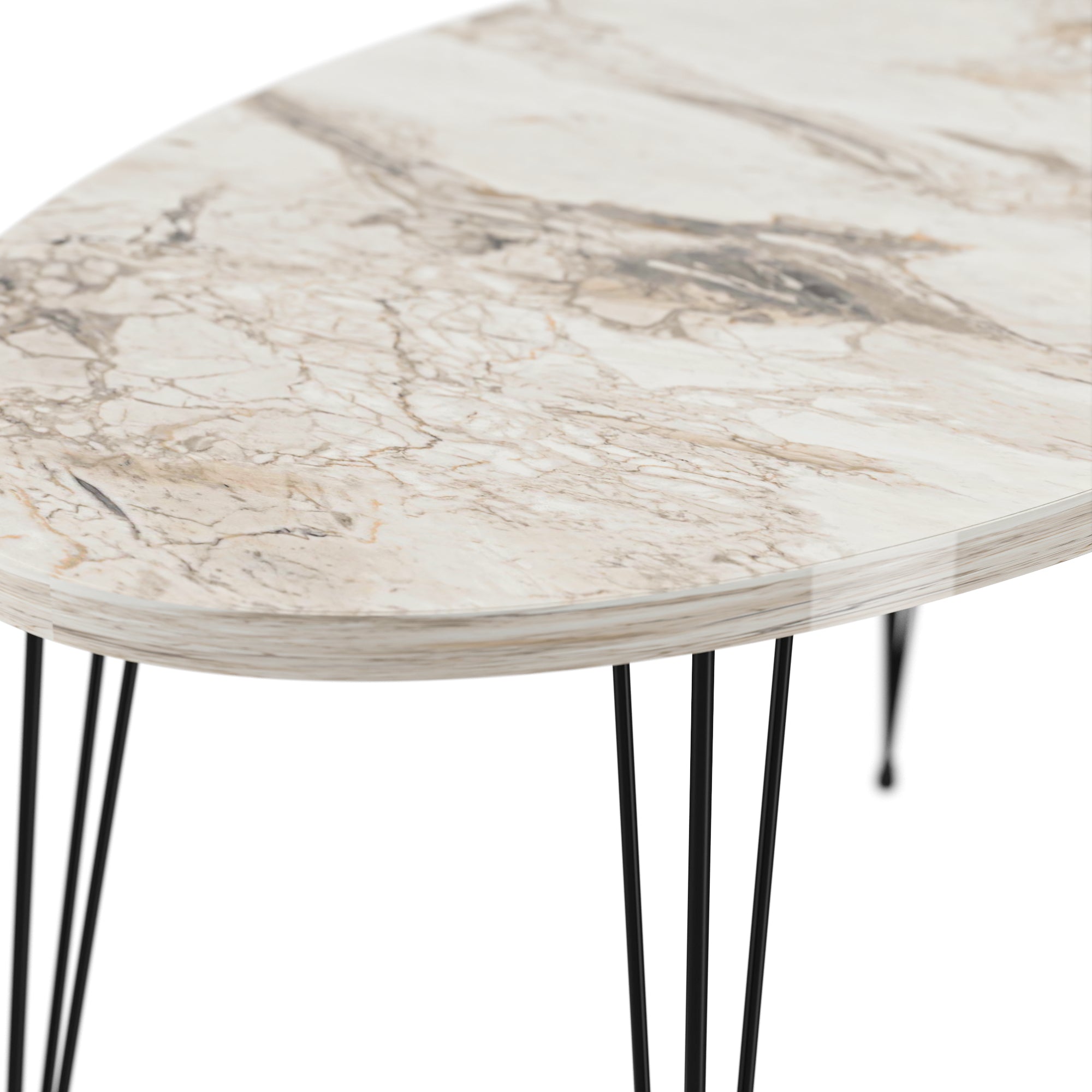 Tavolino Basso da caffè 'Skævinge' (AxLxP) 43 x 90 x 50 cm Tavolino da Salotto con 4 Gambe a Forcina e Piano Ovale -