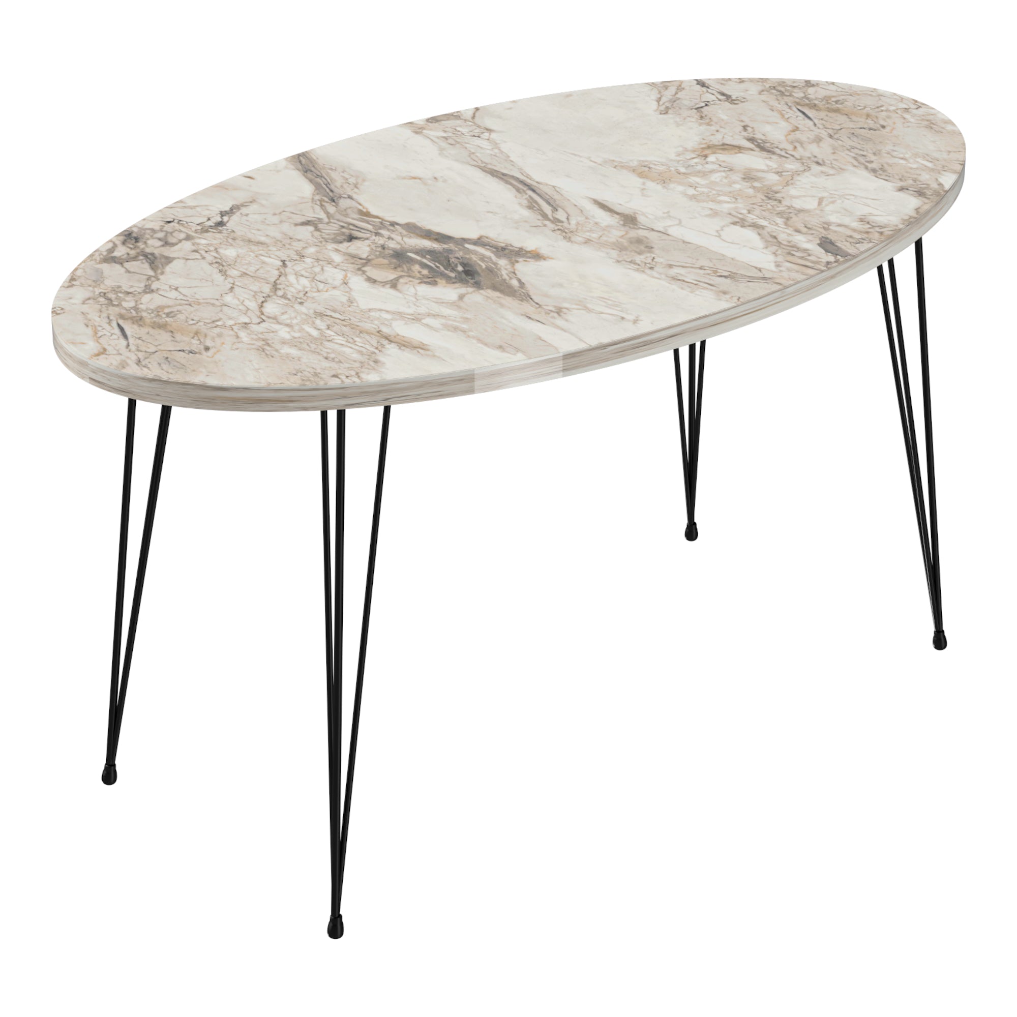 Tavolino Basso da caffè 'Skævinge' (AxLxP) 43 x 90 x 50 cm Tavolino da Salotto con 4 Gambe a Forcina e Piano Ovale -
