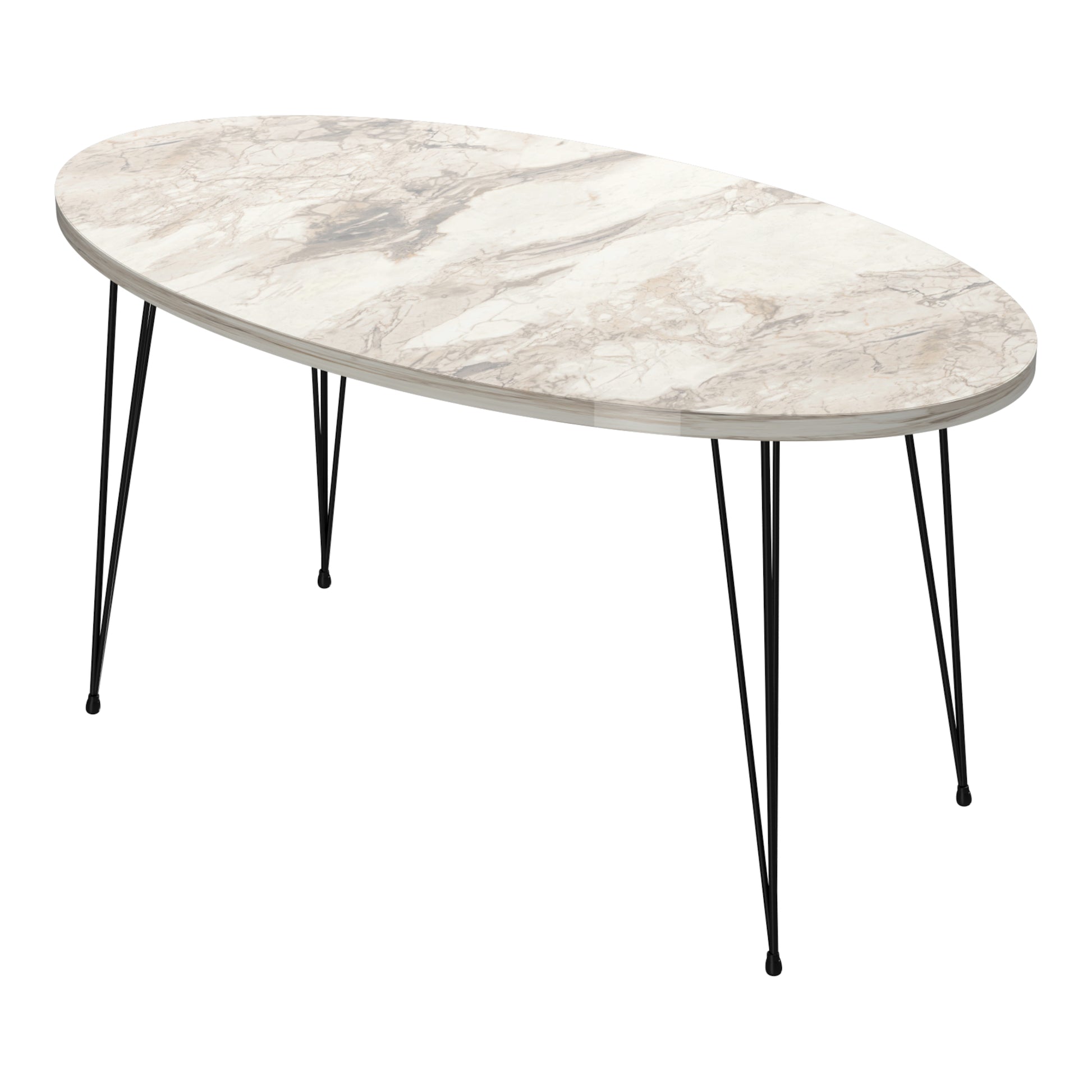 Tavolino Basso da caffè 'Skævinge' (AxLxP) 43 x 90 x 50 cm Tavolino da Salotto con 4 Gambe a Forcina e Piano Ovale -
