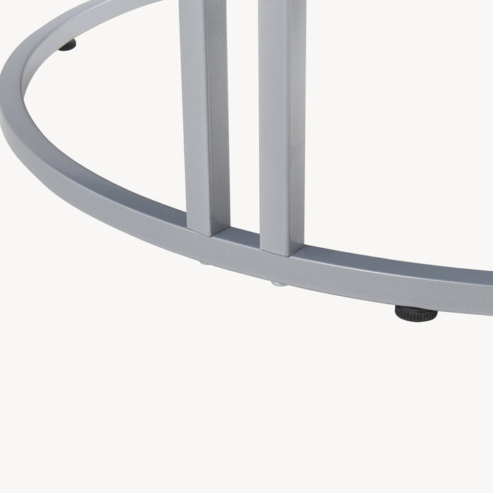 Tavolino Basso da Caffè 'Aulum' Piano Rotondo - Effetto Marmo Nero / Argentato [en.casa]