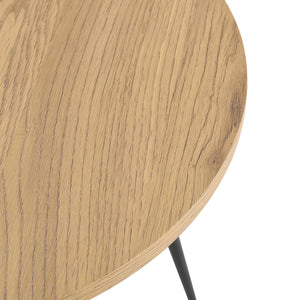 Tavolino Basso da Caffè con Piano Tondo in MDF e Gambe Nere in Acciaio - AxØ : 40x80 cm - Tavolino da Divano/Salotto in