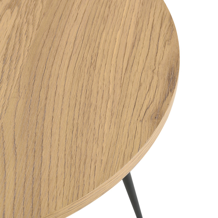 Tavolino Basso da Caffè con Piano Tondo in MDF e Gambe Nere in Acciaio - AxØ : 40x80 cm - Tavolino da Divano/Salotto in