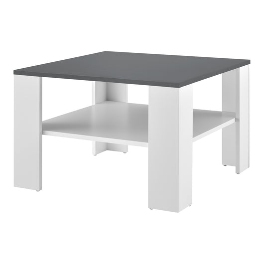 Tavolino Centrale da Salotto Aachen con Piano Quadrato - Bianco / Grigio Scuro [en.casa]